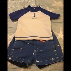 Carter’s 3/6 mo shorts blue with anchors & top 3/6 cute pattern nice out…